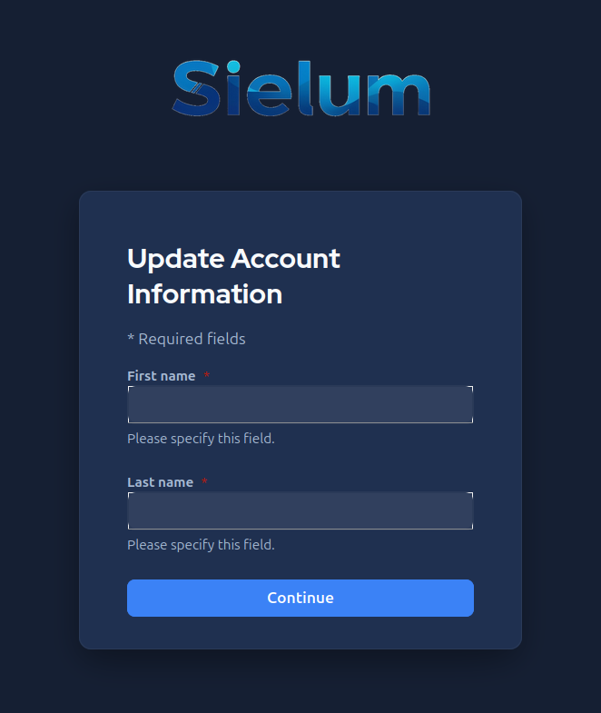 Update Account Information — first and last name