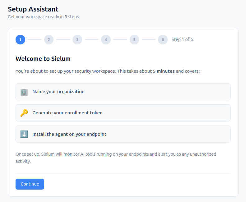 Setup Assistant — Welcome screen